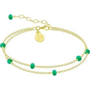 Green Onyx Gold Handmade Double Chain Bead Bracelet
